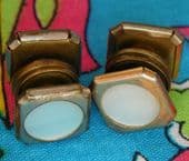 Mother of Pearl square snap cufflinks Lion Brand vintage Art Deco MoP pair pb